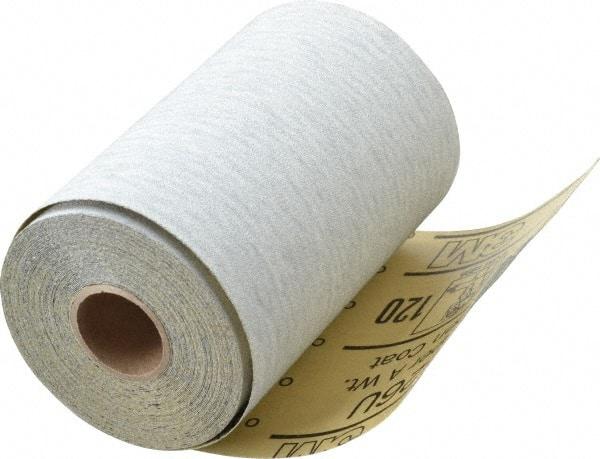 3M - 120 Grit, Silicon Carbide Adhesive Backed Sanding Sheets - Sandpaper Roll, 4-1/2" x 10 Yds., Fine Grade, A Weighted Backing - Industrial Tool & Supply