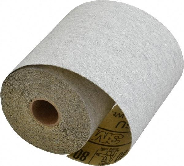 3M - 80 Grit, Silicon Carbide Adhesive Backed Sanding Sheets - Sandpaper Roll, 4-1/2" x 10 Yds., Medium Grade, A Weighted Backing - Industrial Tool & Supply