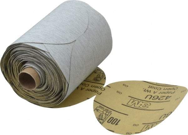 3M - 5" Diam, 100 Grit Silicon Carbide Adhesive PSA Disc - Very Fine Grade, Gray, A Weighted Backing, Flexible, Use with Random Orbital Sanders - Industrial Tool & Supply