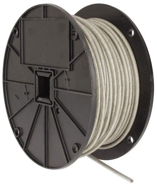 Value Collection - 3/16" x 3/32" Diam, Aircraft Cable - 920 Lb Breaking Strength, 7 x 7 Strand Core, Vinyl Coating - Industrial Tool & Supply