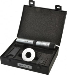 Starrett - 3/4 to 1", 2-5/8" Gage Depth, Mechanical Inside Hole Micrometer - 0.0003" Graduation, 0.00015" Accuracy, Ratchet Stop Thimble - Industrial Tool & Supply