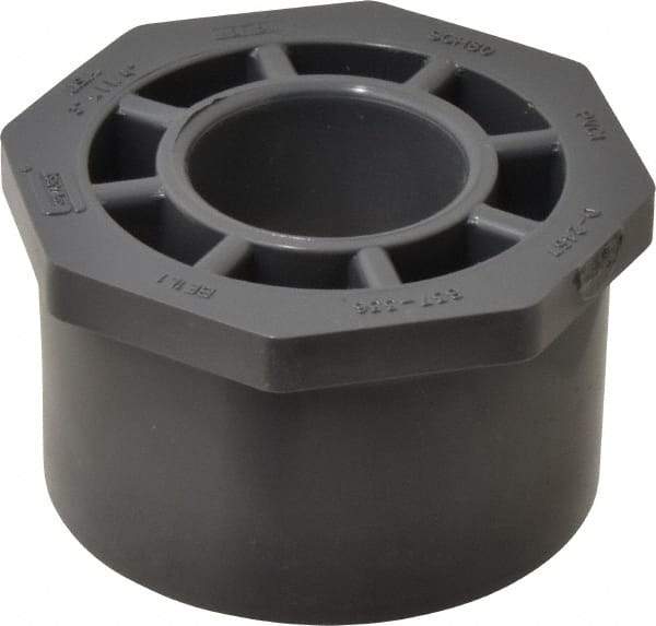 Value Collection - 3 x 1-1/4" PVC Plastic Pipe Reducer Bushing - Schedule 80, Spig x Soc End Connections - Industrial Tool & Supply