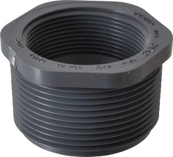 Value Collection - 2-1/2 x 2" PVC Plastic Pipe Reducer Bushing - Schedule 80, MIPT x FIPT End Connections - Industrial Tool & Supply