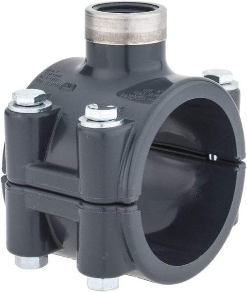 Value Collection - 2 x 1/2" PVC Plastic Pipe Clamp On Saddle with Viton O-Ring - Schedule 80, Pipe O.D. x SR Fipt End Connections - Industrial Tool & Supply