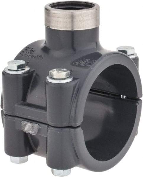 Value Collection - 2 x 3/4" PVC Plastic Pipe Clamp On Saddle with Viton O-Ring - Schedule 80, Pipe O.D. x SR Fipt End Connections - Industrial Tool & Supply