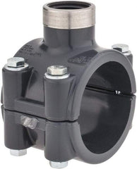 Value Collection - 2 x 3/4" PVC Plastic Pipe Clamp On Saddle with Viton O-Ring - Schedule 80, Pipe O.D. x SR Fipt End Connections - Industrial Tool & Supply