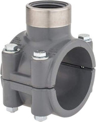 Value Collection - 2 x 1" CPVC Plastic Pipe Clamp On Saddle with Viton O-Ring - Schedule 80, Pipe O.D. x SR Fipt End Connections - Industrial Tool & Supply