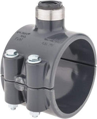 Value Collection - 3 x 1/2" PVC Plastic Pipe Clamp On Saddle with Viton O-Ring - Schedule 80, Pipe O.D. x SR Fipt End Connections - Industrial Tool & Supply