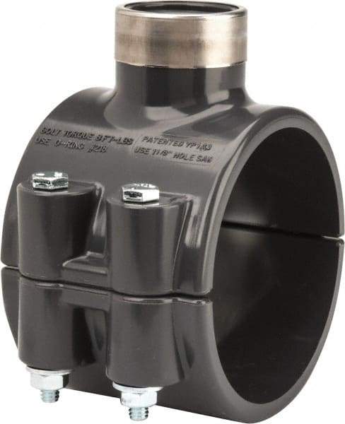 Value Collection - 3 x 1" PVC Plastic Pipe Clamp On Saddle with Viton O-Ring - Schedule 80, Pipe O.D. x SR Fipt End Connections - Industrial Tool & Supply