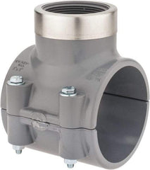 Value Collection - 3 x 2" CPVC Plastic Pipe Clamp On Saddle with Viton O-Ring - Schedule 80, Pipe O.D. x SR Fipt End Connections - Industrial Tool & Supply