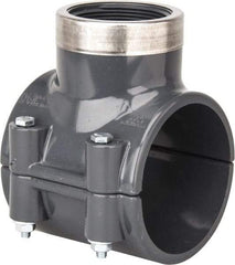 Value Collection - 3 x 2" PVC Plastic Pipe Clamp On Saddle with Viton O-Ring - Schedule 80, Pipe O.D. x SR Fipt End Connections - Industrial Tool & Supply