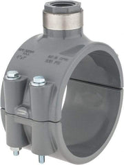 Value Collection - 4 x 3/4" CPVC Plastic Pipe Clamp On Saddle with Viton O-Ring - Schedule 80, Pipe O.D. x SR Fipt End Connections - Industrial Tool & Supply