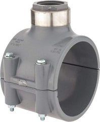 Value Collection - 4 x 1-1/4" CPVC Plastic Pipe Clamp On Saddle with Viton O-Ring - Schedule 80, Pipe O.D. x SR Fipt End Connections - Industrial Tool & Supply