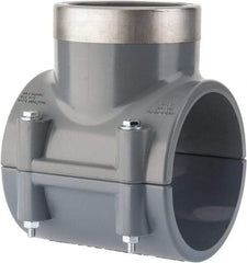 Value Collection - 4 x 3" CPVC Plastic Pipe Clamp On Saddle with Viton O-Ring - Schedule 80, Pipe O.D. x SR Fipt End Connections - Industrial Tool & Supply