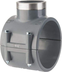 Value Collection - 6 x 4" PVC Plastic Pipe Clamp On Saddle with Viton O-Ring - Schedule 80, Pipe O.D. x SR Fipt End Connections - Industrial Tool & Supply