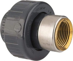 Value Collection - 1" PVC Plastic Pipe Union with EPDM O-Ring - Schedule 80, PVC Slip x Brass Fipt End Connections - Industrial Tool & Supply
