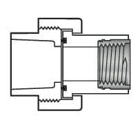 Value Collection - 2" PVC Plastic Pipe Union with EPDM O-Ring - Schedule 80, PVC Slip x Brass Fipt End Connections - Industrial Tool & Supply