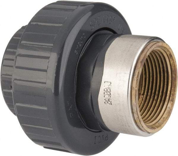 Value Collection - 1-1/4" PVC Plastic Pipe Union with EPDM O-Ring - Schedule 80, PVC Slip x Brass Fipt End Connections - Industrial Tool & Supply