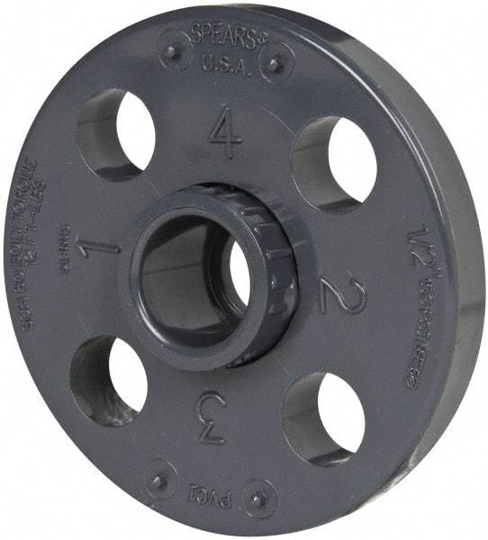 Value Collection - 1/2" Pipe, 3-1/2" OD, PVC Socket Pipe Flange - Schedule 80, Gray - Industrial Tool & Supply