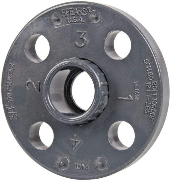 Value Collection - 3/4" Pipe, 3-7/8" OD, PVC Socket Pipe Flange - Schedule 80, Gray - Industrial Tool & Supply