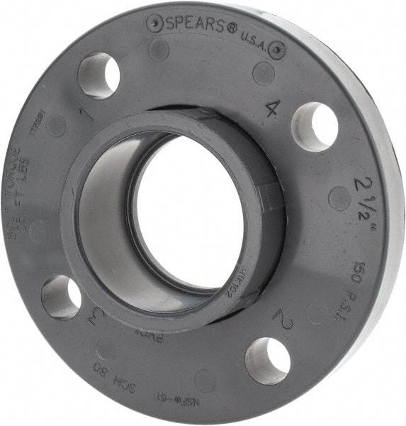 Value Collection - 2-1/2" Pipe, 7" OD, PVC Socket Pipe Flange - Schedule 80, Gray - Industrial Tool & Supply