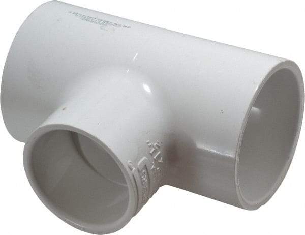 Value Collection - 2 x 2 x 1-1/2" PVC Plastic Pipe Reducing Tee - Schedule 40, All Slip End Connections - Industrial Tool & Supply
