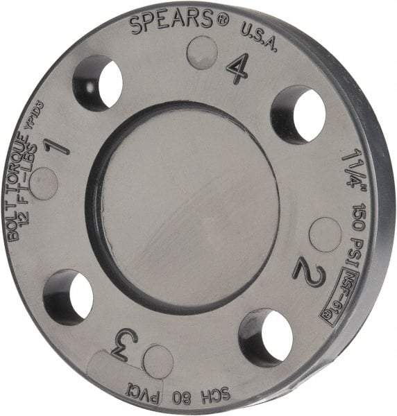 Value Collection - 1-1/4" Pipe, 4-5/8" OD, PVC Blind Pipe Flange - Schedule 80, Gray - Industrial Tool & Supply