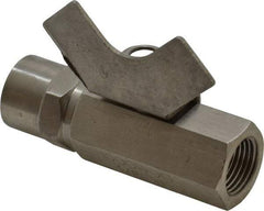Midwest Control - 3/8" Pipe, Reduced Port, Stainless Steel Miniature Ball Valve - 2 Piece, Inline - Two Way Flow, FNPT x FNPT Ends, Butterfly Handle, 1,000 WOG, 150 WSP - Industrial Tool & Supply