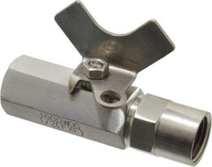 Midwest Control - 1/2" Pipe, Reduced Port, Stainless Steel Miniature Ball Valve - 2 Piece, Inline - Two Way Flow, FNPT x FNPT Ends, Butterfly Handle, 1,000 WOG, 150 WSP - Industrial Tool & Supply