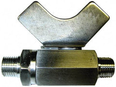 Midwest Control - 1/2" Pipe, Reduced Port, Stainless Steel Miniature Ball Valve - 2 Piece, Inline - Two Way Flow, MNPT x MNPT Ends, Butterfly Handle, 1,000 WOG, 150 WSP - Industrial Tool & Supply