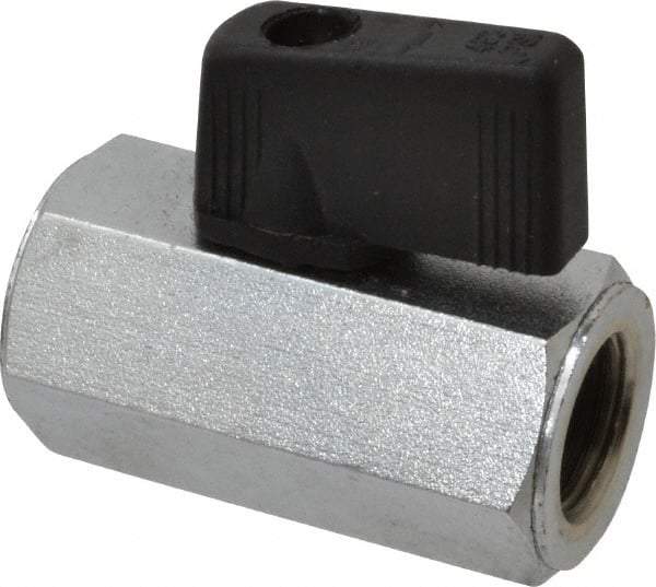 Midwest Control - 1/4" Pipe, Full Port, Brass Miniature Ball Valve - 1 Piece, Inline - Two Way Flow, FNPT x FNPT Ends, Wedge Handle, 450 WOG - Industrial Tool & Supply