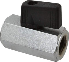 Midwest Control - 1/4" Pipe, Full Port, Brass Miniature Ball Valve - 1 Piece, Inline - Two Way Flow, FNPT x FNPT Ends, Wedge Handle, 450 WOG - Industrial Tool & Supply