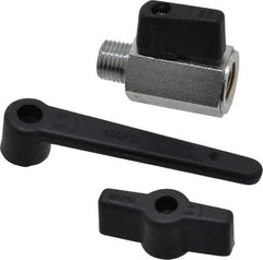 Midwest Control - 1/4" Pipe, Full Port, Brass Miniature Ball Valve - 1 Piece, Inline - Two Way Flow, MNPT x FNPT Ends, Wedge Handle, 450 WOG - Industrial Tool & Supply