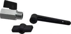 Midwest Control - 3/8" Pipe, Standard Port, Brass Miniature Ball Valve - 1 Piece, Inline - Two Way Flow, MNPT x FNPT Ends, Wedge Handle, 450 WOG - Industrial Tool & Supply