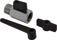 Midwest Control - 1/2" Pipe, Standard Port, Brass Miniature Ball Valve - 1 Piece, Inline - Two Way Flow, MNPT x FNPT Ends, Wedge Handle, 450 WOG - Industrial Tool & Supply