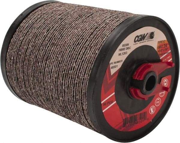 Camel Grinding Wheels - 4-1/2" Diam 7/8" Hole 24 Grit Fiber Disc - Very Coarse Grade, Aluminum Oxide, 13,300 Max RPM - Industrial Tool & Supply