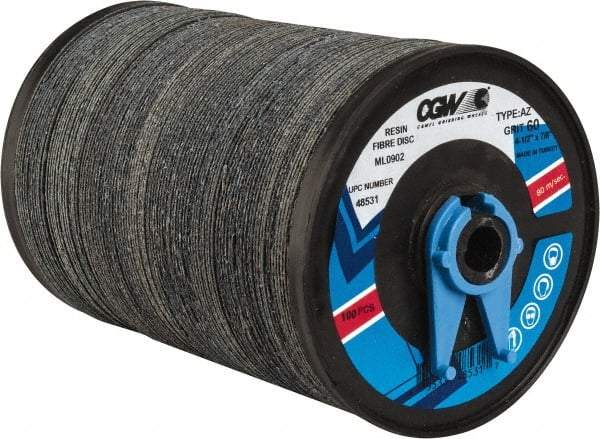 Camel Grinding Wheels - 4-1/2" Diam 7/8" Hole 60 Grit Fiber Disc - Medium Grade, Zirconia Alumina, 13,300 Max RPM - Industrial Tool & Supply