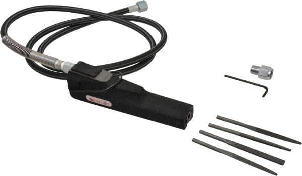 Nitto Kohki - 8.5 CFM Air Consumption, 9 mm Long Stroke Flat, Half Round, Round and Triangular Air Files - 3,700 Blow per Minute, 85 psi Air Pressure, 1/4 NPT Inlet - Industrial Tool & Supply