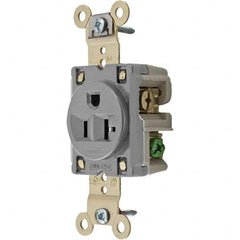 Hubbell Wiring Device-Kellems - 125V 20A NEMA 5-20R Industrial Grade Gray Straight Blade Single Receptacle - Industrial Tool & Supply