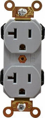 Leviton - 125 VAC, 20 Amp, 5-20R NEMA Configuration, Gray, Industrial Grade, Self Grounding Duplex Receptacle - 1 Phase, 2 Poles, 3 Wire, Flush Mount, Impact and Tamper Resistant - Industrial Tool & Supply