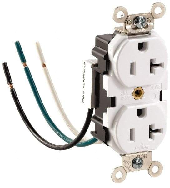 Leviton - 125 VAC, 15 Amp, 5-15R NEMA Configuration, Gray, Hospital Grade, Self Grounding Duplex Receptacle - 1 Phase, 2 Poles, 3 Wire, Flush Mount, Impact and Tamper Resistant - Industrial Tool & Supply