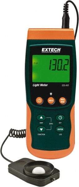 Extech - AA Batteries, 200 to 10,000 FC, LCD Display, Silicone Photodiode Light Meter - 4 Accuracy, Compatible with All Visible Light Lighting, SD Card - Industrial Tool & Supply
