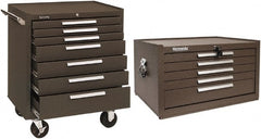 Kennedy - 7 Drawer, 2 Piece, Brown Steel Roller Cabinet Combo - Industrial Tool & Supply