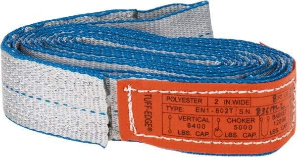 Lift-All - 8' Long x 2" Wide, 6,400 Lb Vertical Capacity, 1 Ply, Nylon Web Sling - 5,000 Lb Choker Capacity - Industrial Tool & Supply
