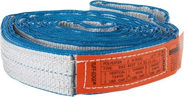 Lift-All - 10' Long x 2" Wide, 12,400 Lb Vertical Capacity, 2 Ply, Nylon Web Sling - 9,900 Lb Choker Capacity - Industrial Tool & Supply