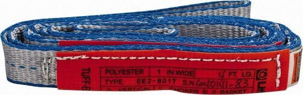 Lift-All - 4' Long x 1" Wide, 3,200 Lb Vertical Capacity, 2 Ply, Polyester Web Sling - 2,500 Lb Choker Capacity - Industrial Tool & Supply