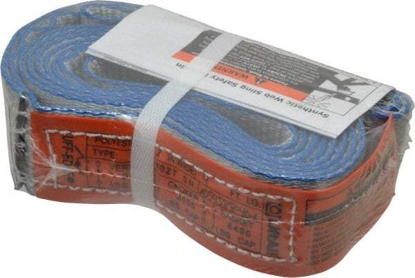 Lift-All - 9' Long x 2" Wide, 3,200 Lb Vertical Capacity, 1 Ply, Polyester Web Sling - 2,500 Lb Choker Capacity - Industrial Tool & Supply