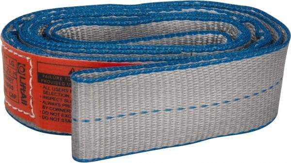 Lift-All - 4' Long x 2" Wide, 6,400 Lb Vertical Capacity, 2 Ply, Polyester Web Sling - 5,000 Lb Choker Capacity - Industrial Tool & Supply
