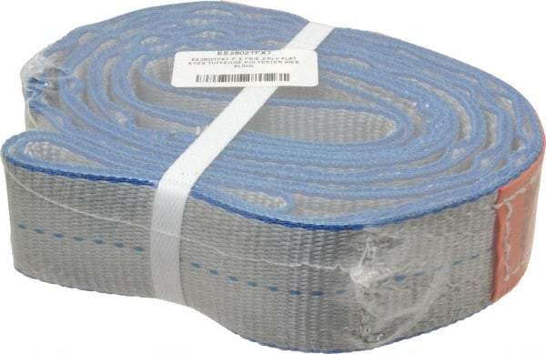 Lift-All - 7' Long x 2" Wide, 6,400 Lb Vertical Capacity, 2 Ply, Polyester Web Sling - 5,000 Lb Choker Capacity - Industrial Tool & Supply
