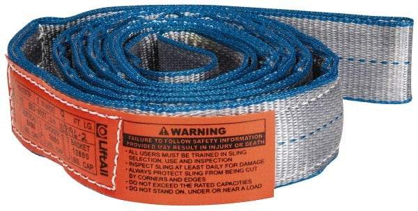 Lift-All - 9' Long x 2" Wide, 6,400 Lb Vertical Capacity, 2 Ply, Polyester Web Sling - 5,000 Lb Choker Capacity - Industrial Tool & Supply